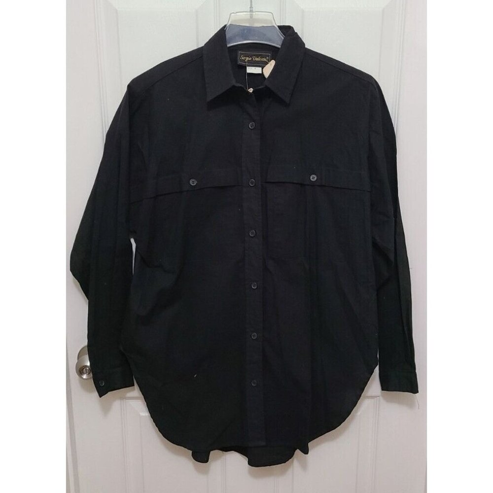 NEW Vtg 70s 80s Sergio Valente Womens Long Sleeve Button Up Shirt Cotton Black M